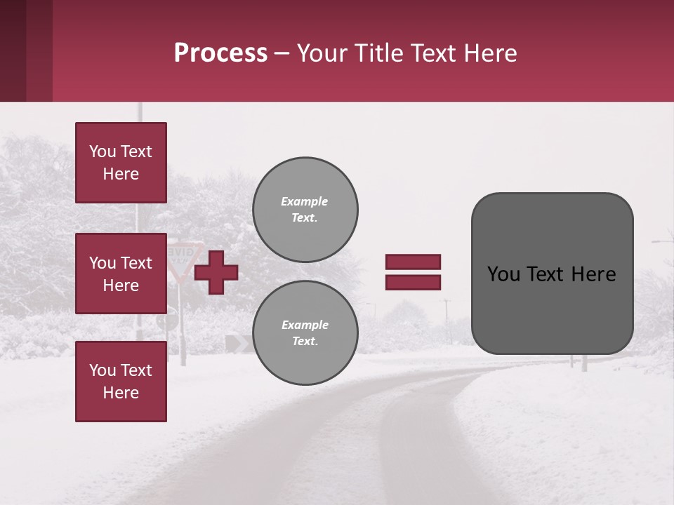 A Snowy Road With Traffic Signs On It PowerPoint Template