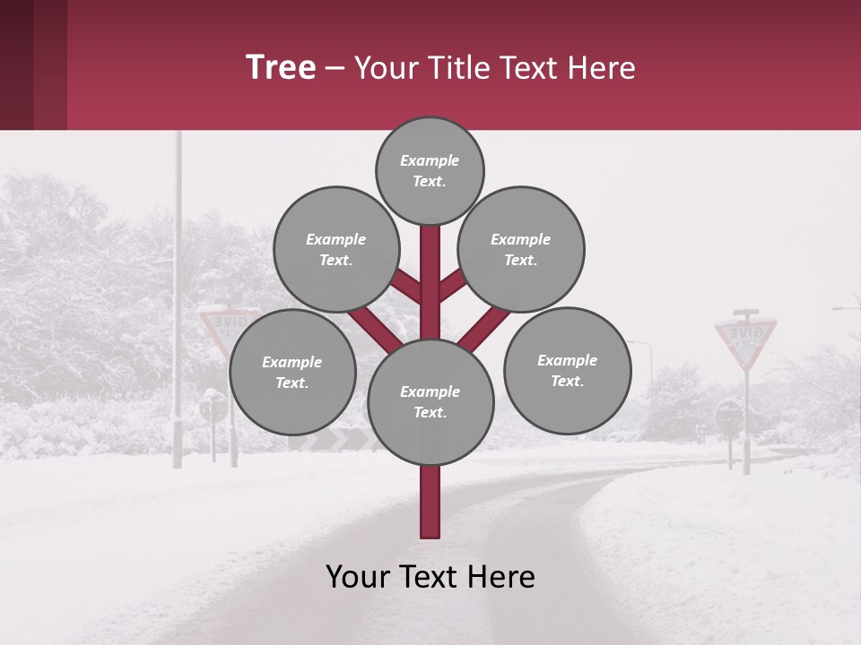 A Snowy Road With Traffic Signs On It PowerPoint Template