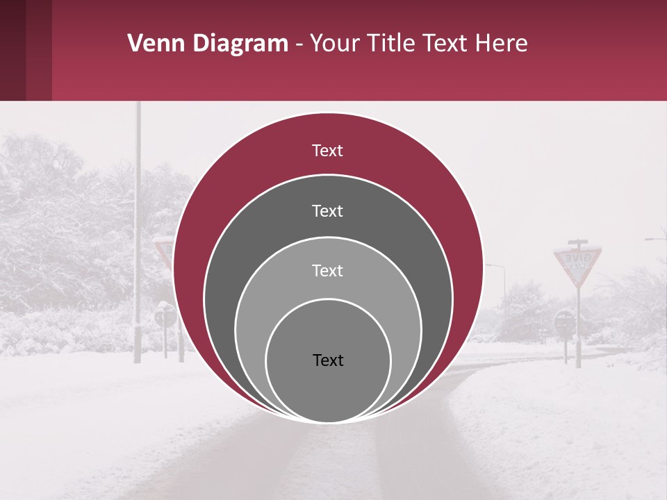 A Snowy Road With Traffic Signs On It PowerPoint Template