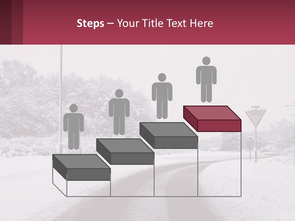 A Snowy Road With Traffic Signs On It PowerPoint Template