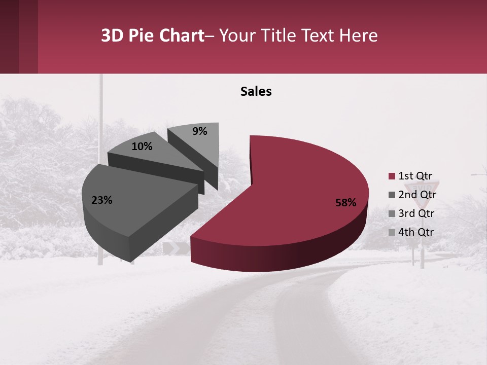 A Snowy Road With Traffic Signs On It PowerPoint Template
