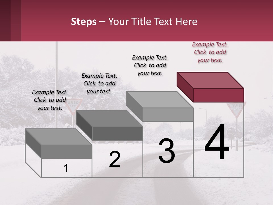A Snowy Road With Traffic Signs On It PowerPoint Template