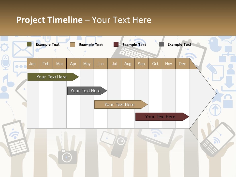 A Group Of People Holding Up Their Cell Phones PowerPoint Template