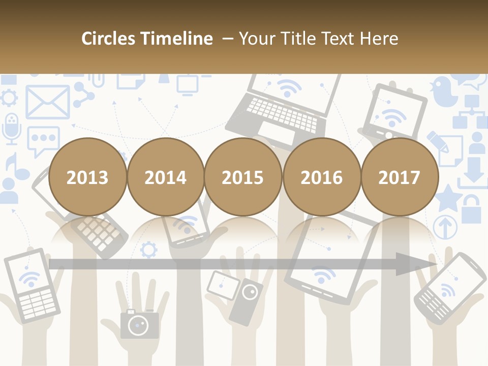 A Group Of People Holding Up Their Cell Phones PowerPoint Template