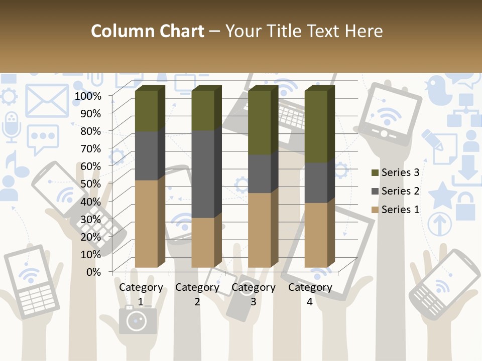 A Group Of People Holding Up Their Cell Phones PowerPoint Template