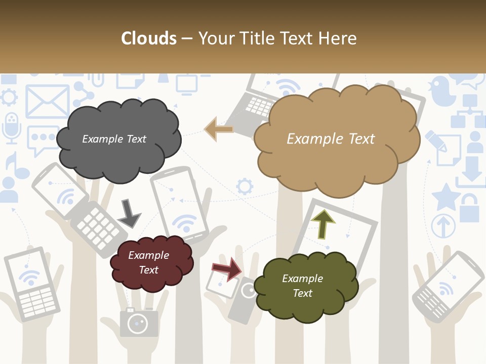 A Group Of People Holding Up Their Cell Phones PowerPoint Template