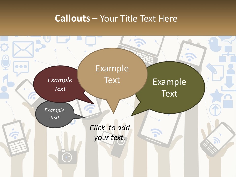 A Group Of People Holding Up Their Cell Phones PowerPoint Template