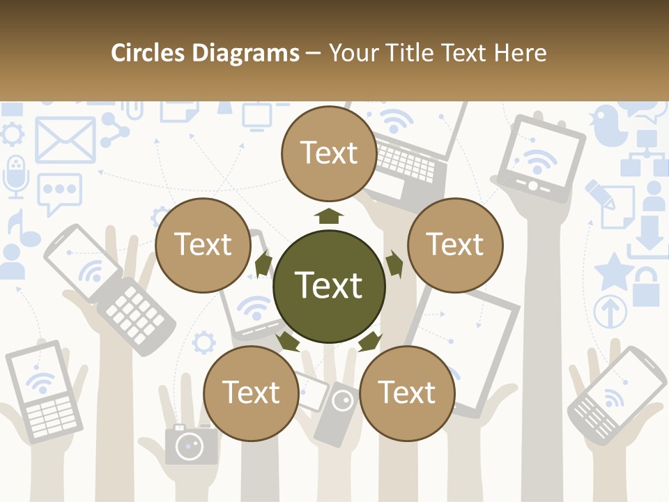 A Group Of People Holding Up Their Cell Phones PowerPoint Template