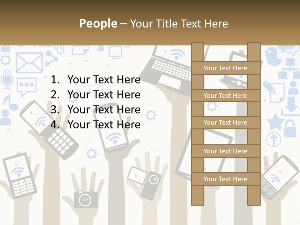 A Group Of People Holding Up Their Cell Phones PowerPoint Template