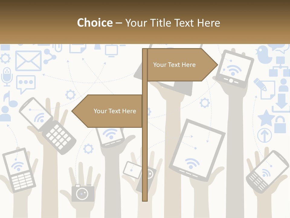 A Group Of People Holding Up Their Cell Phones PowerPoint Template