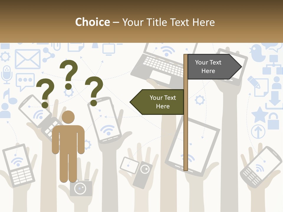 A Group Of People Holding Up Their Cell Phones PowerPoint Template