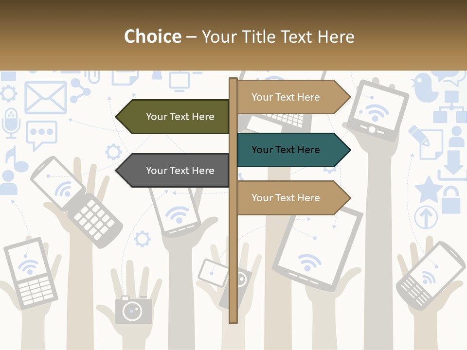 A Group Of People Holding Up Their Cell Phones PowerPoint Template