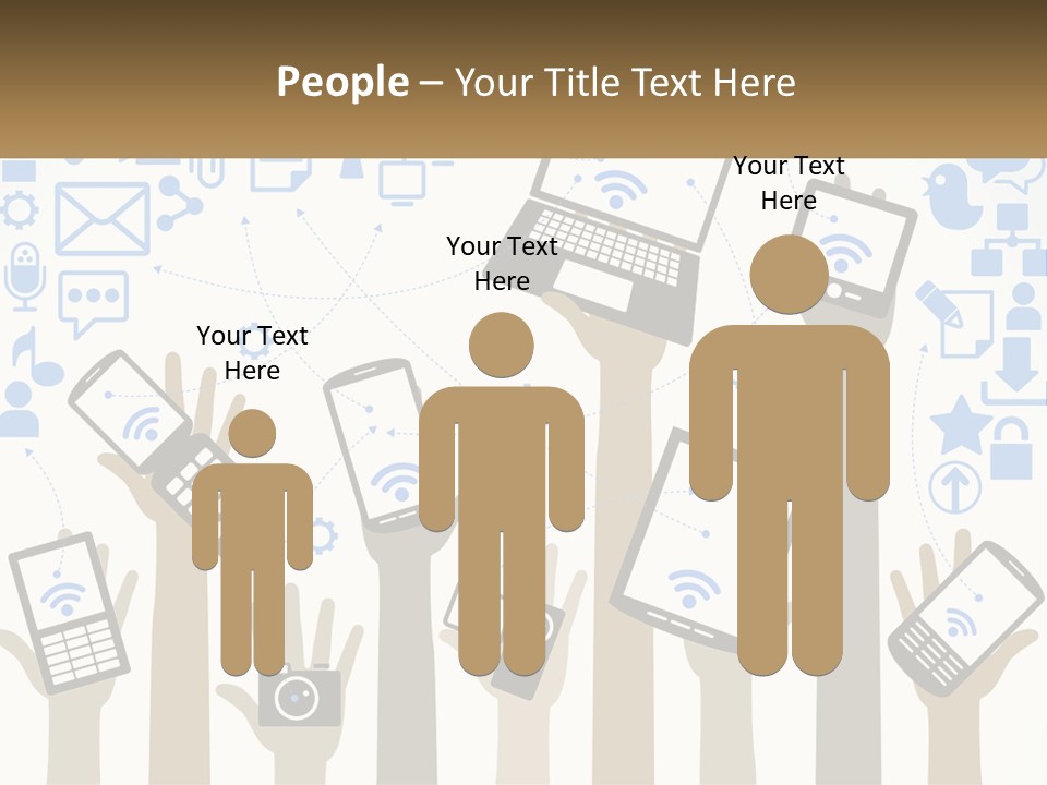 A Group Of People Holding Up Their Cell Phones PowerPoint Template