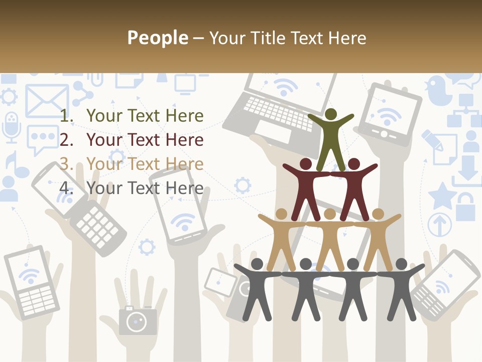 A Group Of People Holding Up Their Cell Phones PowerPoint Template