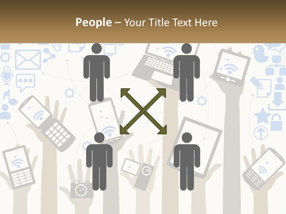 A Group Of People Holding Up Their Cell Phones PowerPoint Template