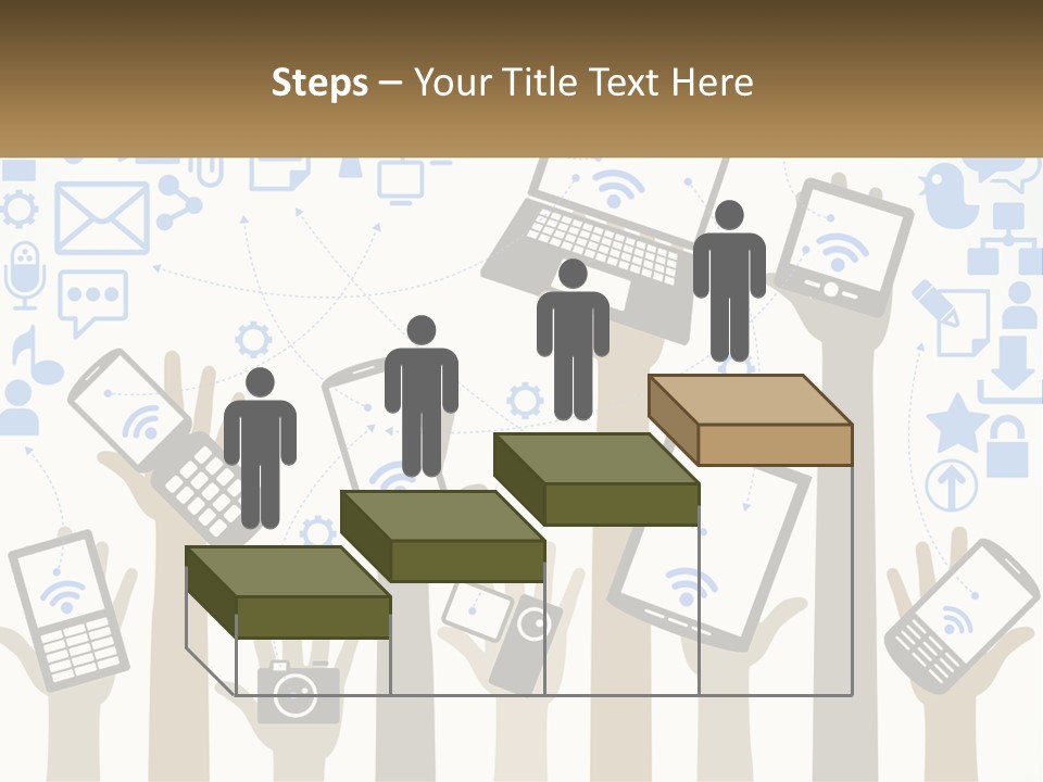 A Group Of People Holding Up Their Cell Phones PowerPoint Template