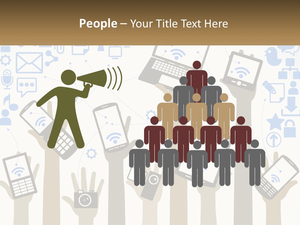 A Group Of People Holding Up Their Cell Phones PowerPoint Template