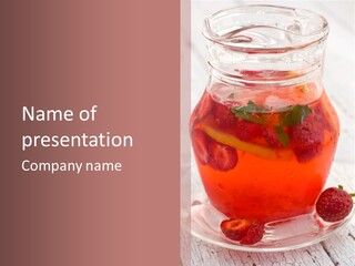 A Glass Jar Filled With Fruit On Top Of A Table PowerPoint Template