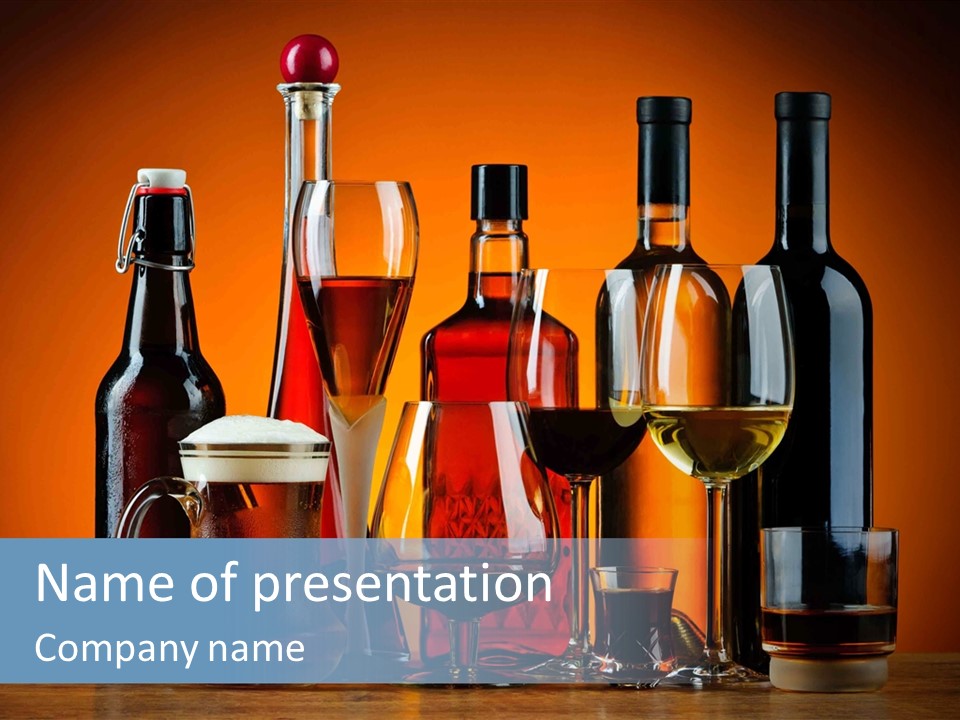 A Table Topped With Lots Of Bottles And Glasses PowerPoint Template