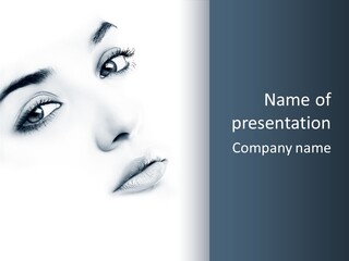 A Woman's Face Is Shown With A Blue Background PowerPoint Template