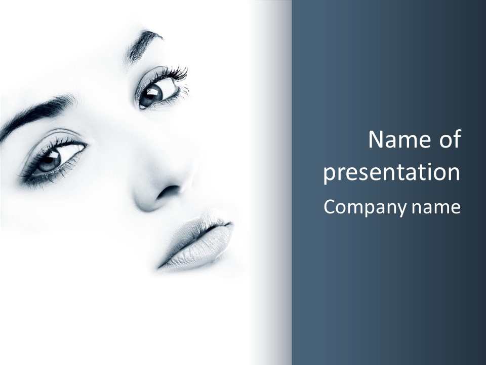 A Woman's Face Is Shown With A Blue Background PowerPoint Template