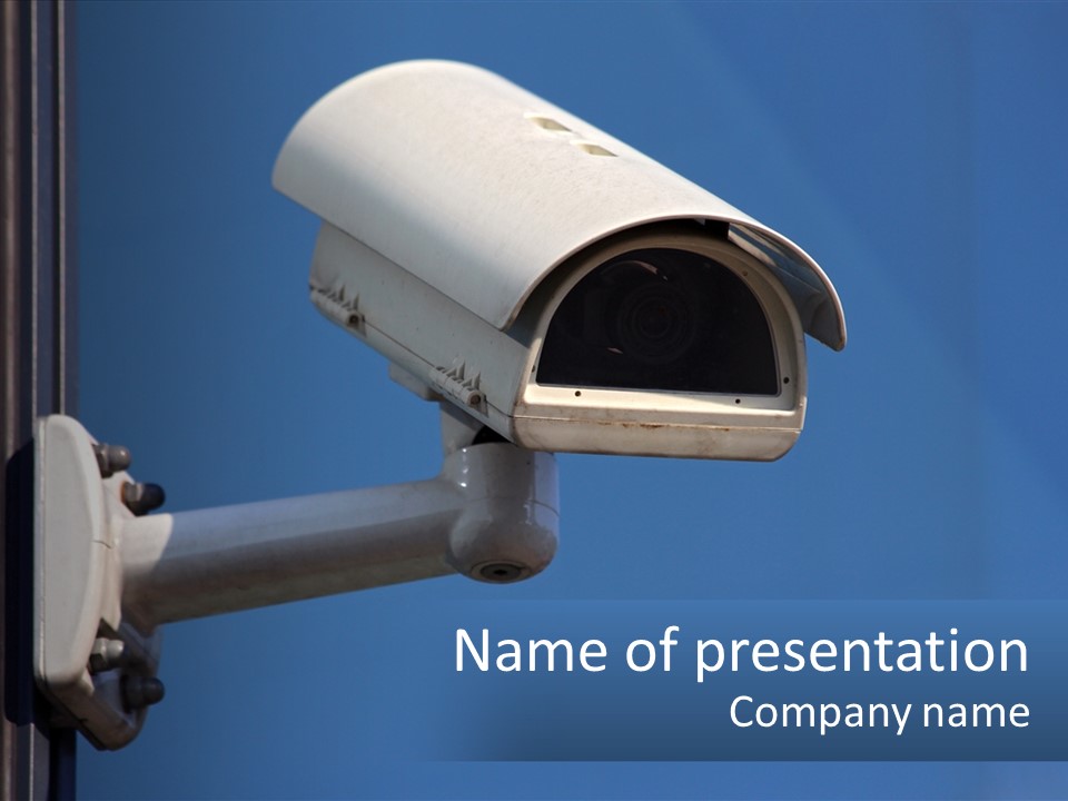 A Security Camera On A Pole With A Blue Sky In The Background PowerPoint Template