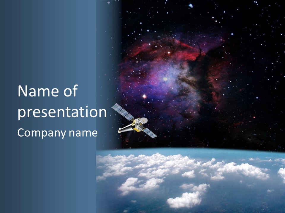 An Image Of A Space Station In The Sky PowerPoint Template