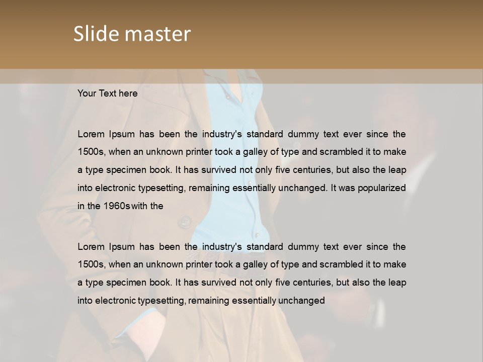 A Woman Walking Down A Runway In A Suit PowerPoint Template