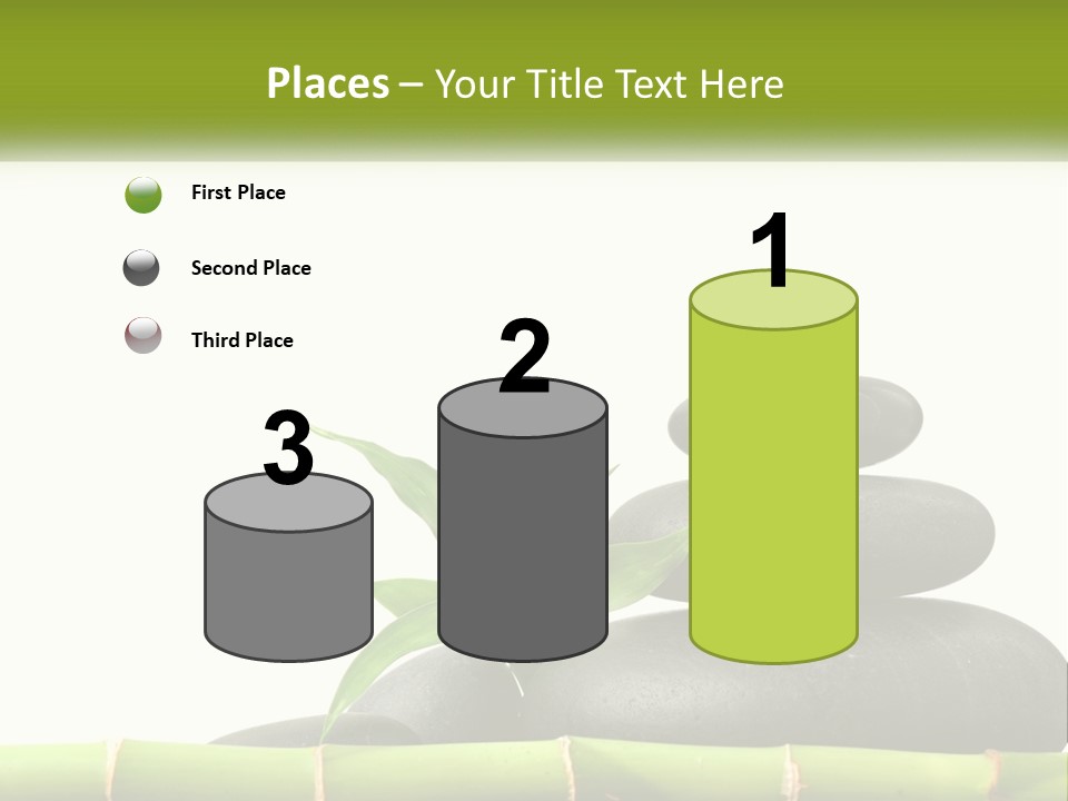 A Bamboo Mat With Rocks And A Bamboo Plant PowerPoint Template