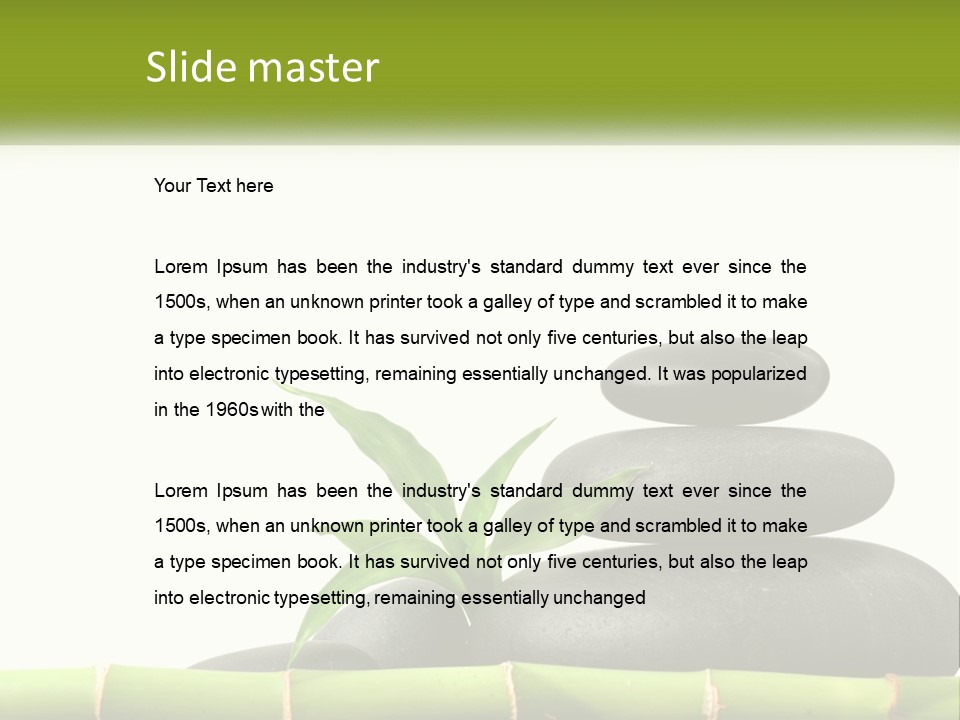 A Bamboo Mat With Rocks And A Bamboo Plant PowerPoint Template