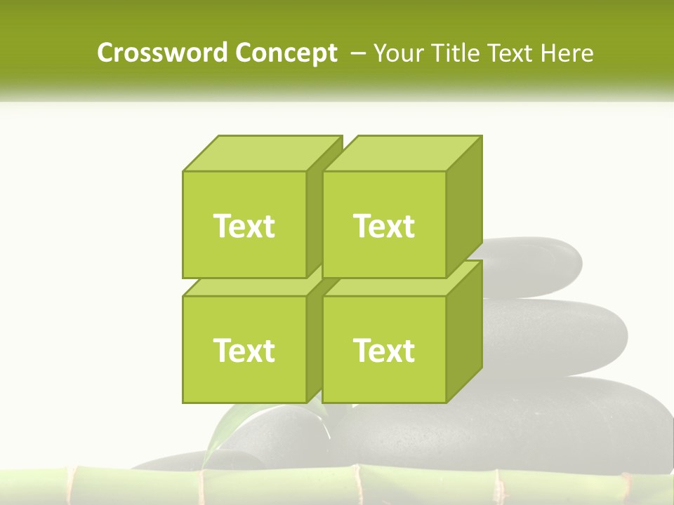 A Bamboo Mat With Rocks And A Bamboo Plant PowerPoint Template