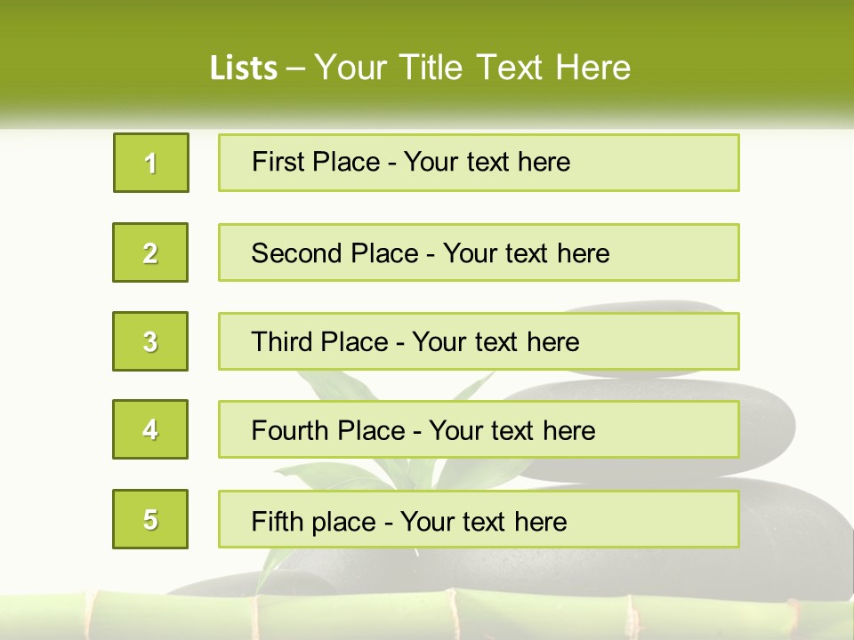 A Bamboo Mat With Rocks And A Bamboo Plant PowerPoint Template