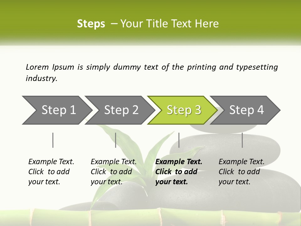 A Bamboo Mat With Rocks And A Bamboo Plant PowerPoint Template