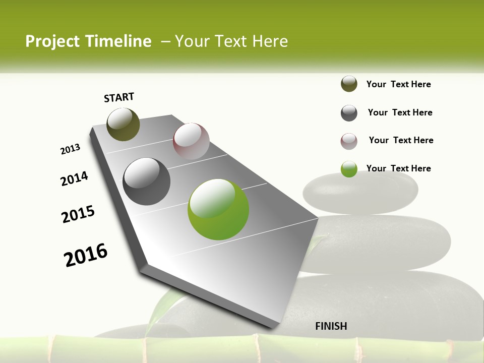 A Bamboo Mat With Rocks And A Bamboo Plant PowerPoint Template