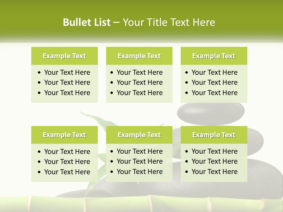 A Bamboo Mat With Rocks And A Bamboo Plant PowerPoint Template