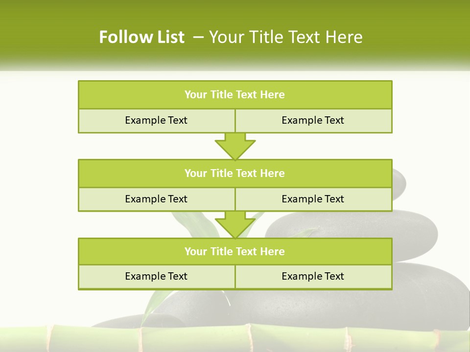 A Bamboo Mat With Rocks And A Bamboo Plant PowerPoint Template