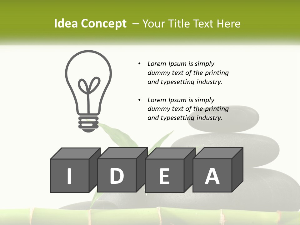 A Bamboo Mat With Rocks And A Bamboo Plant PowerPoint Template
