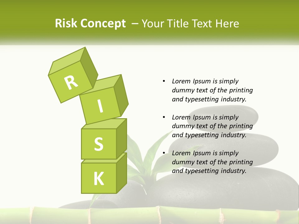 A Bamboo Mat With Rocks And A Bamboo Plant PowerPoint Template