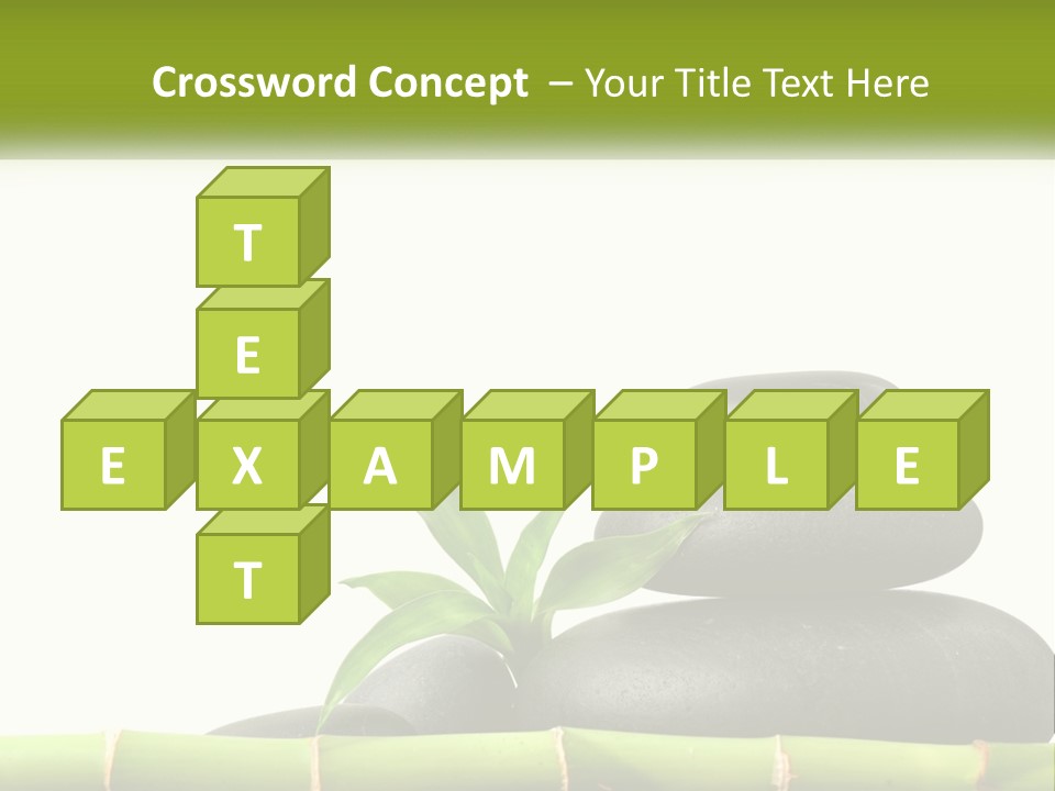 A Bamboo Mat With Rocks And A Bamboo Plant PowerPoint Template