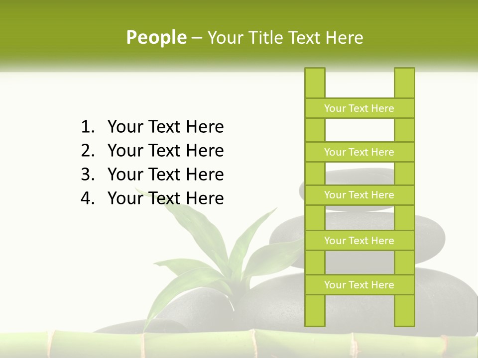 A Bamboo Mat With Rocks And A Bamboo Plant PowerPoint Template