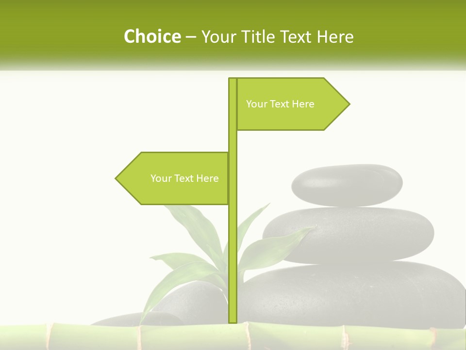 A Bamboo Mat With Rocks And A Bamboo Plant PowerPoint Template