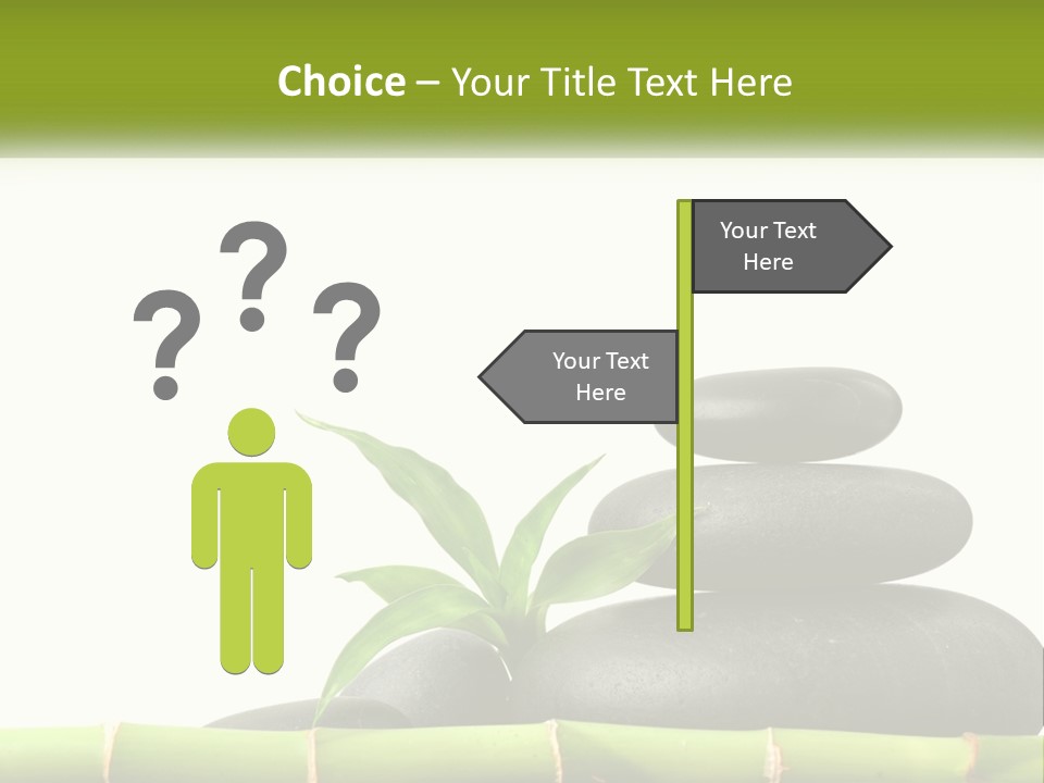 A Bamboo Mat With Rocks And A Bamboo Plant PowerPoint Template