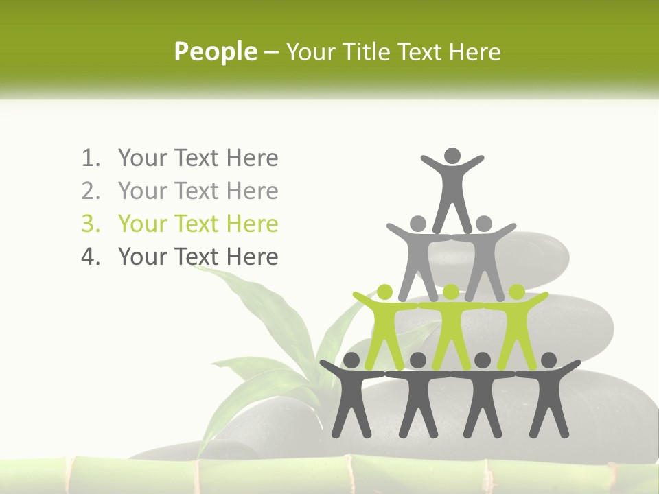 A Bamboo Mat With Rocks And A Bamboo Plant PowerPoint Template