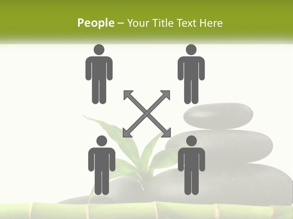 A Bamboo Mat With Rocks And A Bamboo Plant PowerPoint Template