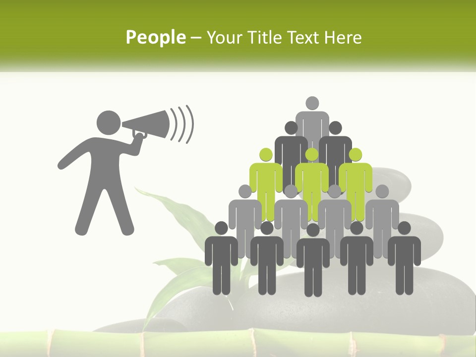 A Bamboo Mat With Rocks And A Bamboo Plant PowerPoint Template