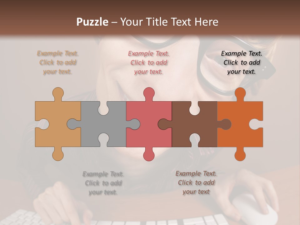 A Young Man Wearing Glasses Is Typing On A Keyboard PowerPoint Template