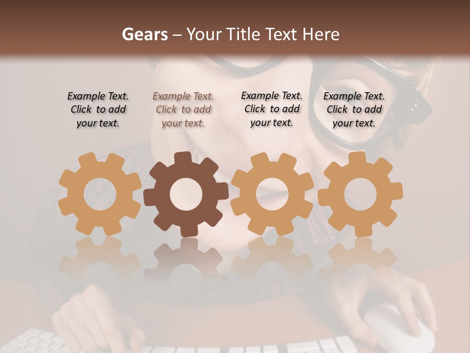 A Young Man Wearing Glasses Is Typing On A Keyboard PowerPoint Template