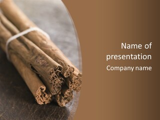 Cinnamons On A Table With A Brown Background PowerPoint Template