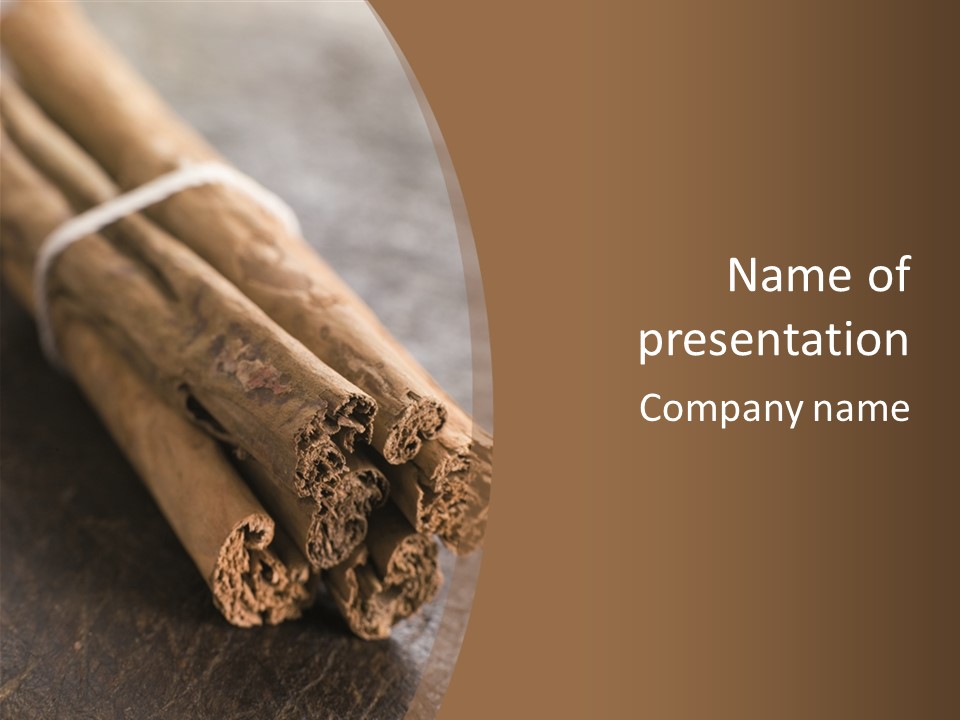 Cinnamons On A Table With A Brown Background PowerPoint Template