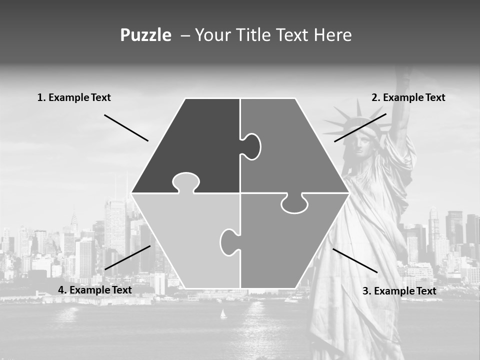 A Statue Of Liberty In Front Of A City Skyline PowerPoint Template